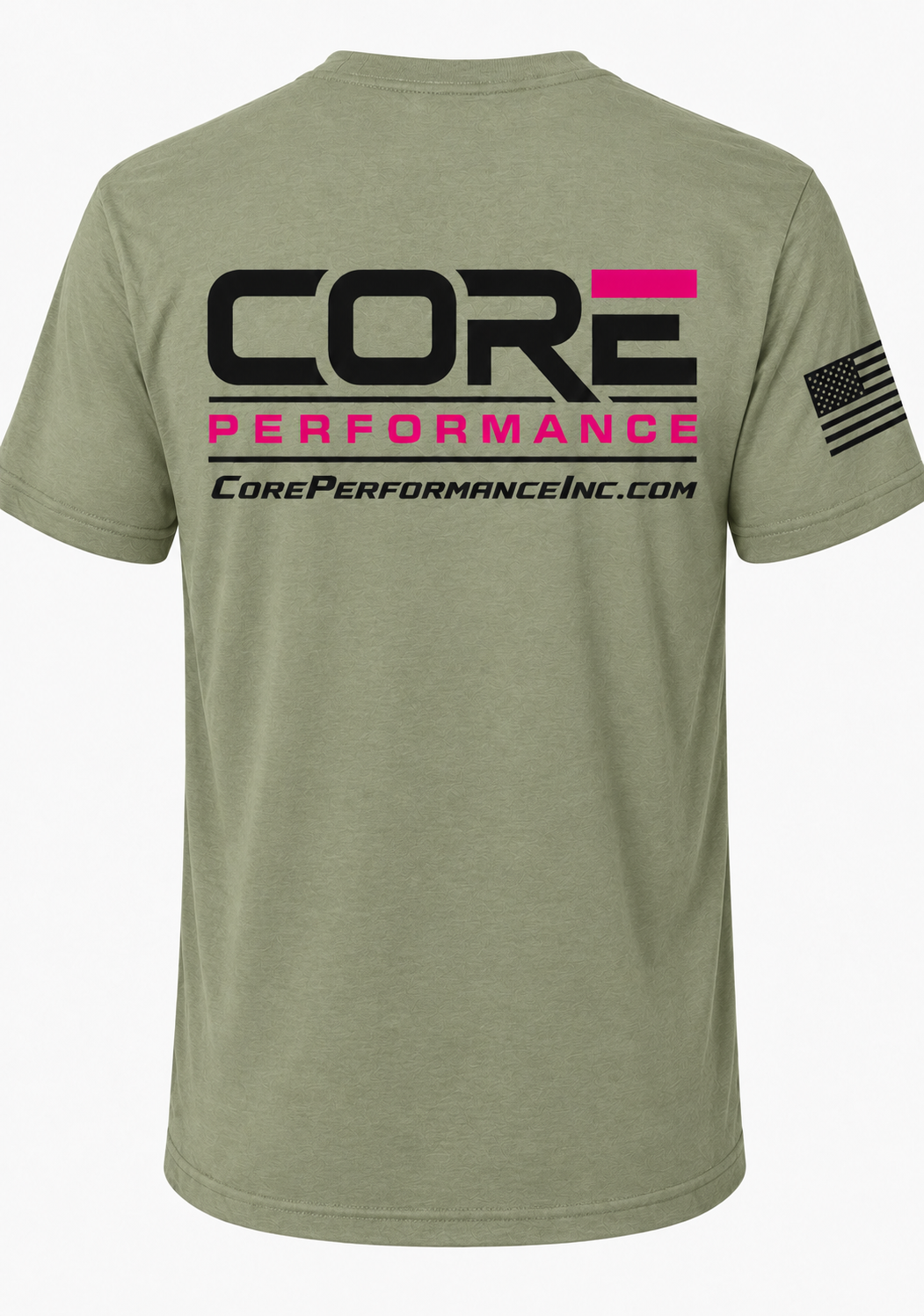CORE Performance Light Olive W/ Hot Pink Tee
