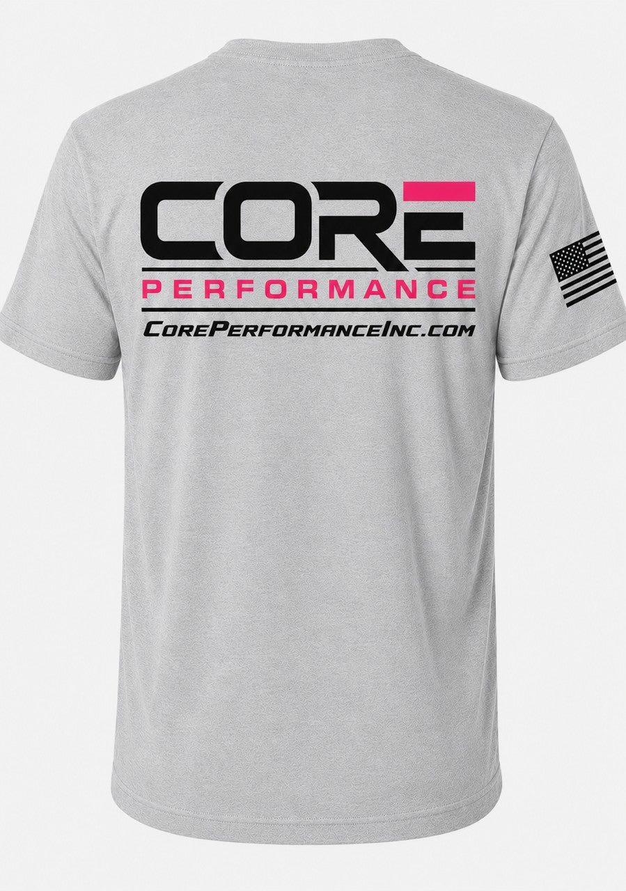 CORE Performance Light Grey W/ Hot Pink Tee