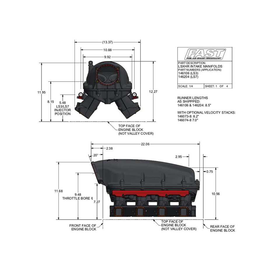 FAST LSXHR INTAKE MANIFOLD LS3 103mm KIT