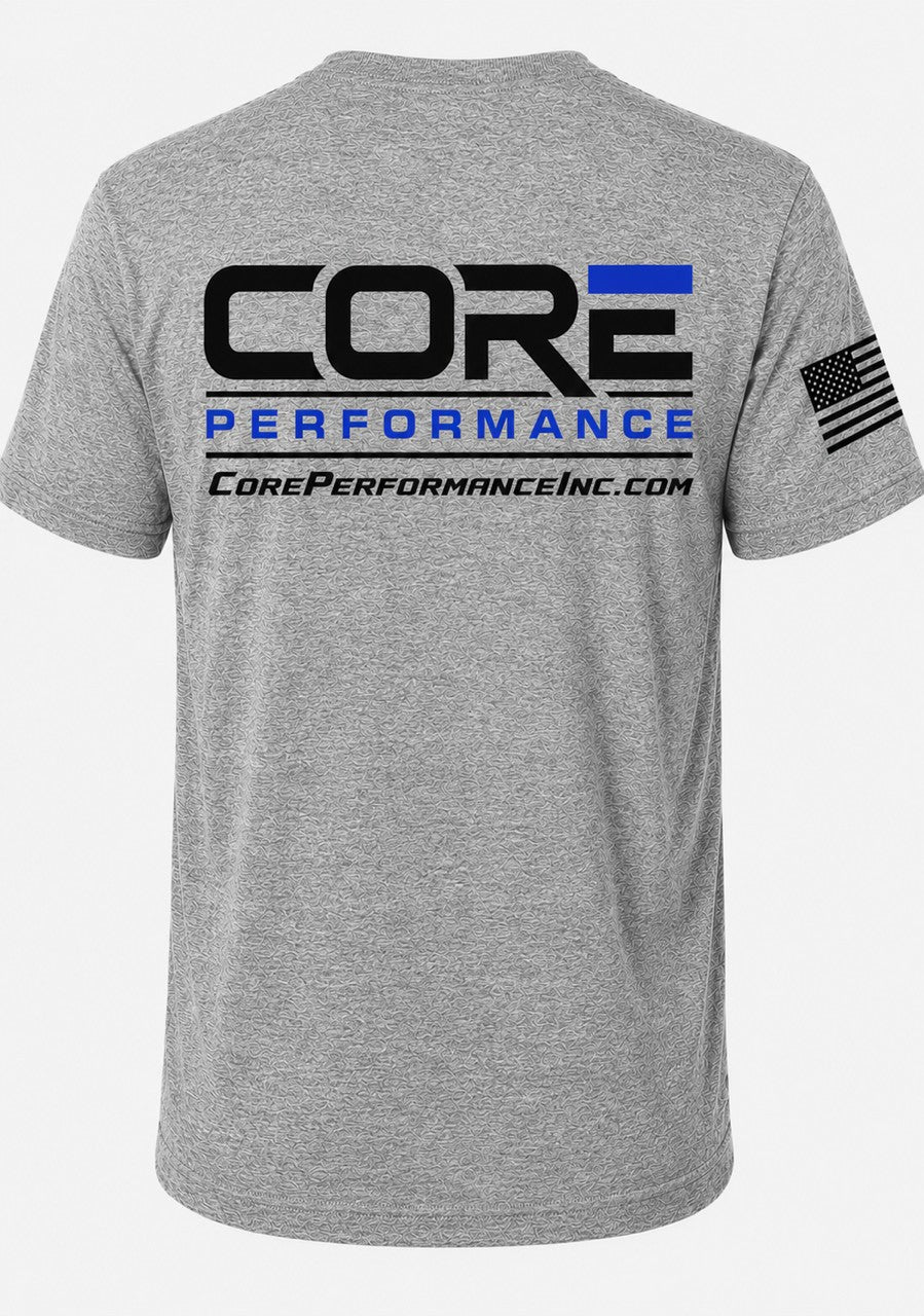 CORE Performance Heather Grey W/ King Blue Tee