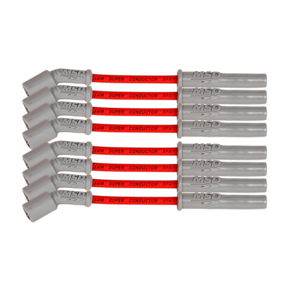 MSD 8.5MM SUPER CONDUCTOR SPARK PLUG WIRE SET, GM GEN V LT1/LT4 RED