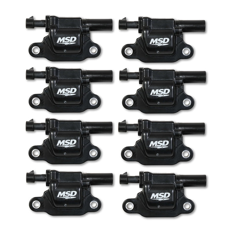 MSD BLASTER IGNITION COILS 2014 AND UP GM GEN V LT / DIRECT INJECTED ENGINE / BLACK / SQUARE / 8 PACK