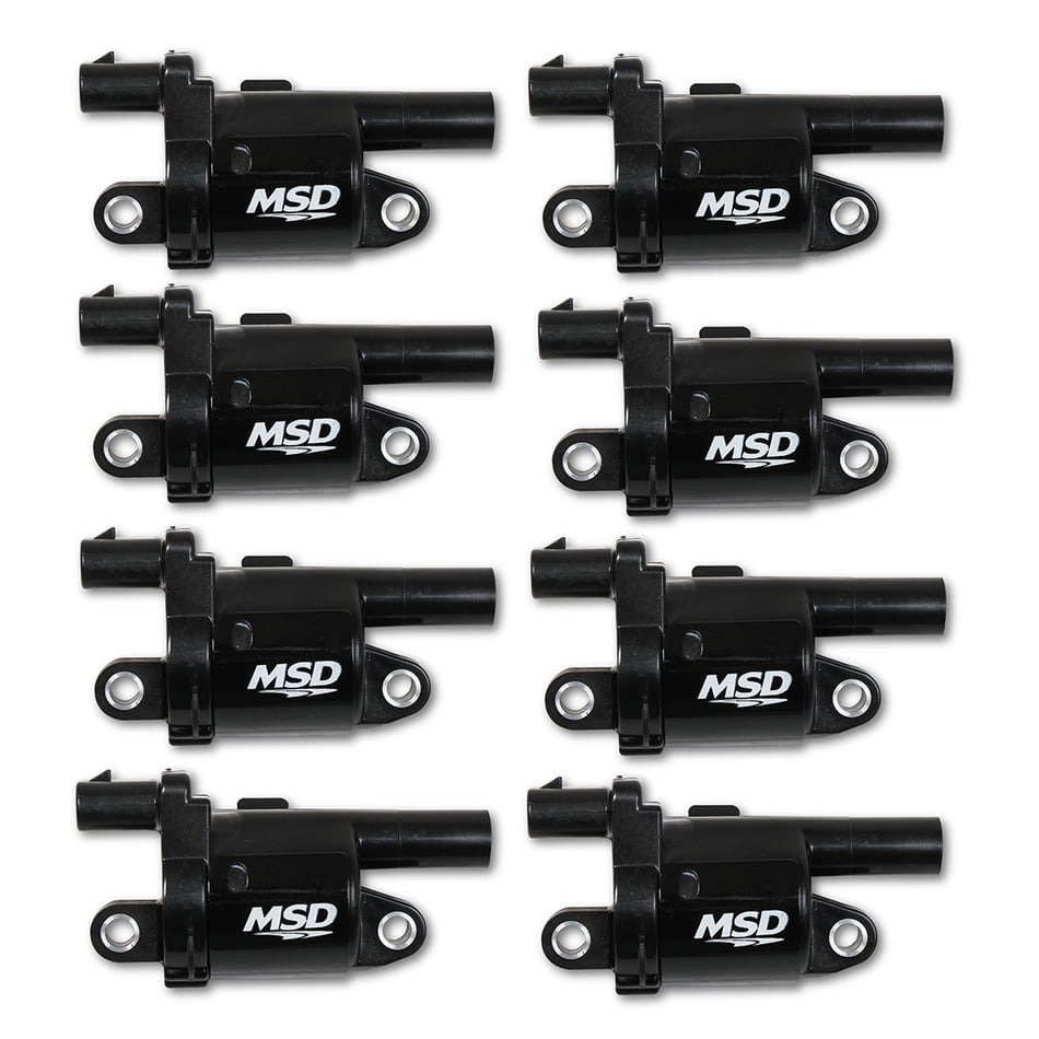 MSD BLASTER IGNITION COILS 2014 AND UP GM GEN V LT / DIRECT INJECTED ENGINE / BLACK / ROUND / 8 PACK