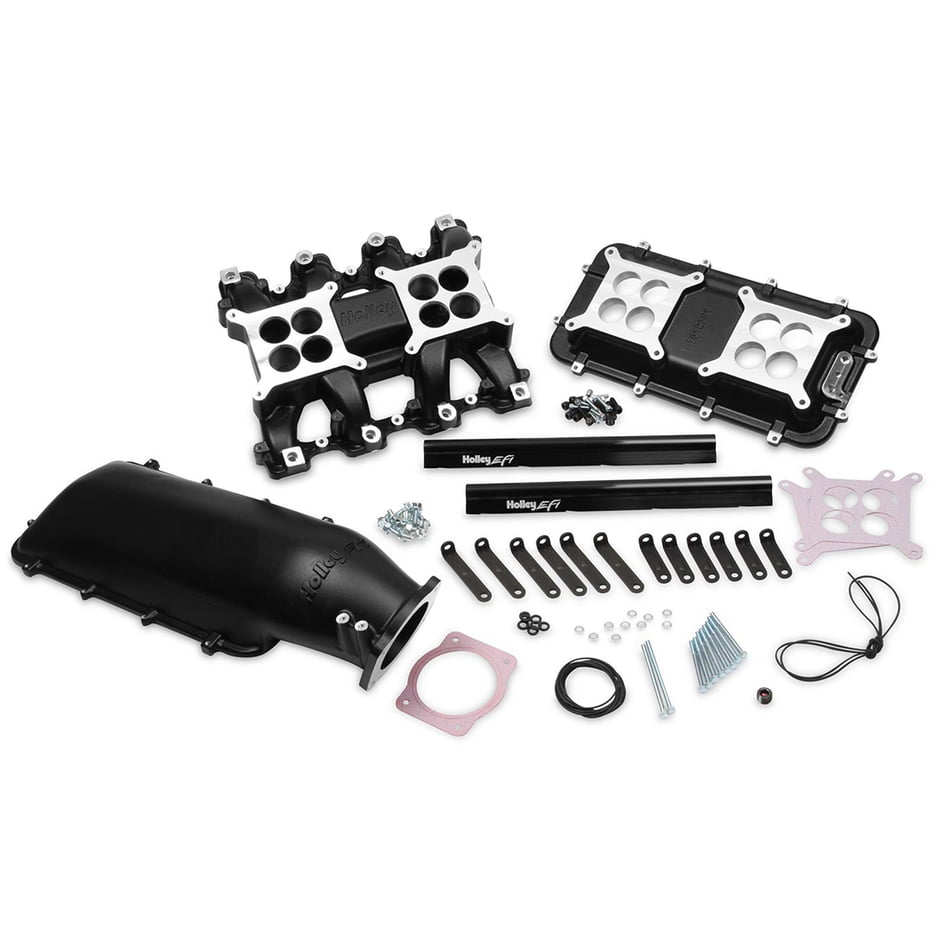 HOLLEY EFI LS3/L92 MID-RISE INTAKE MANIFOLD 95MM BLACK WITH FUEL RAILS